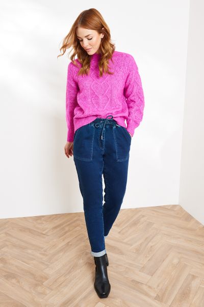 Bright Pink Heart Cable Knit Jumper