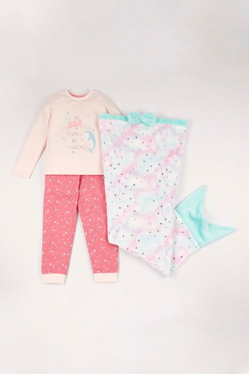3 Piece Mermaid Blanket Set