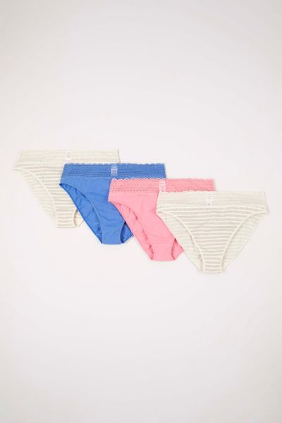 4 Pack Pink & Stripe High Leg Briefs