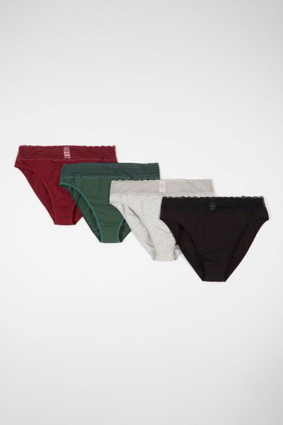 4 Pack Red & Green Lace High Leg briefs
