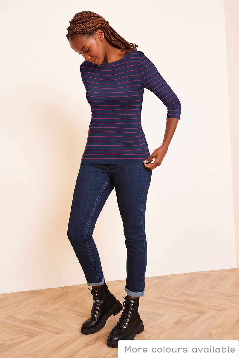 Pink Stripe Bardot top