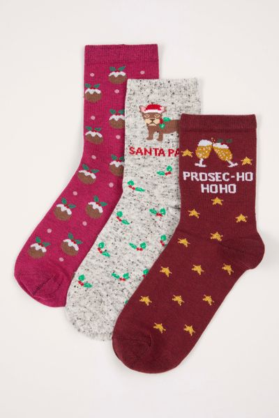 Christmas 3 Pack Santa-Paws Socks