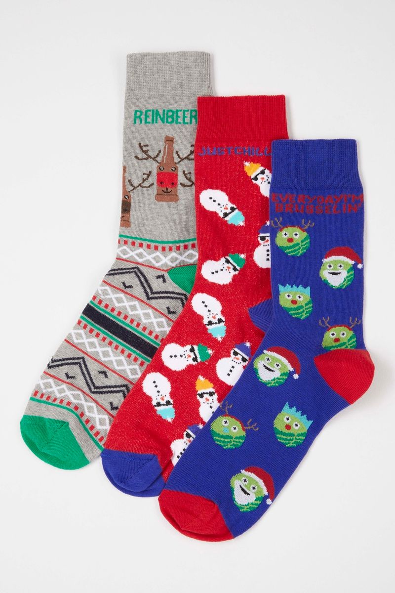 3 Pack Christmas Pun Socks