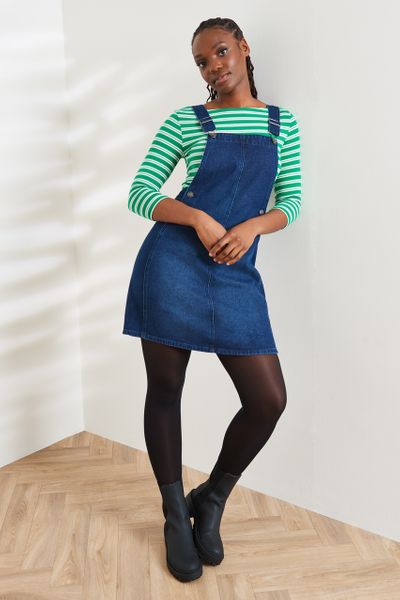 knee length pinafore dress