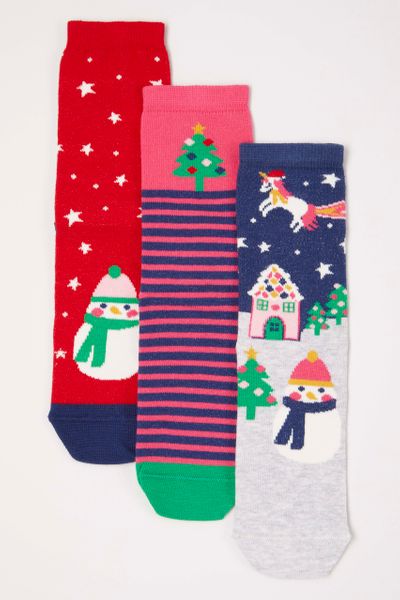3 Pack Christmas Unicorn Socks