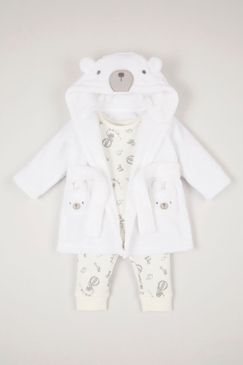 Little Nutmeg White Robe & Pyjamas Set
