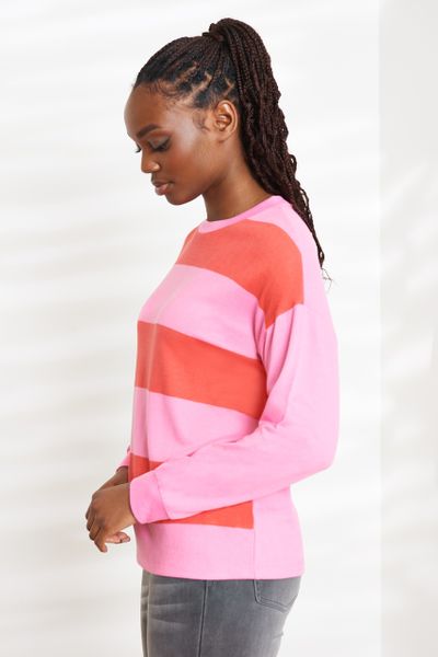 Bright Pink Soft Touch Stripe top