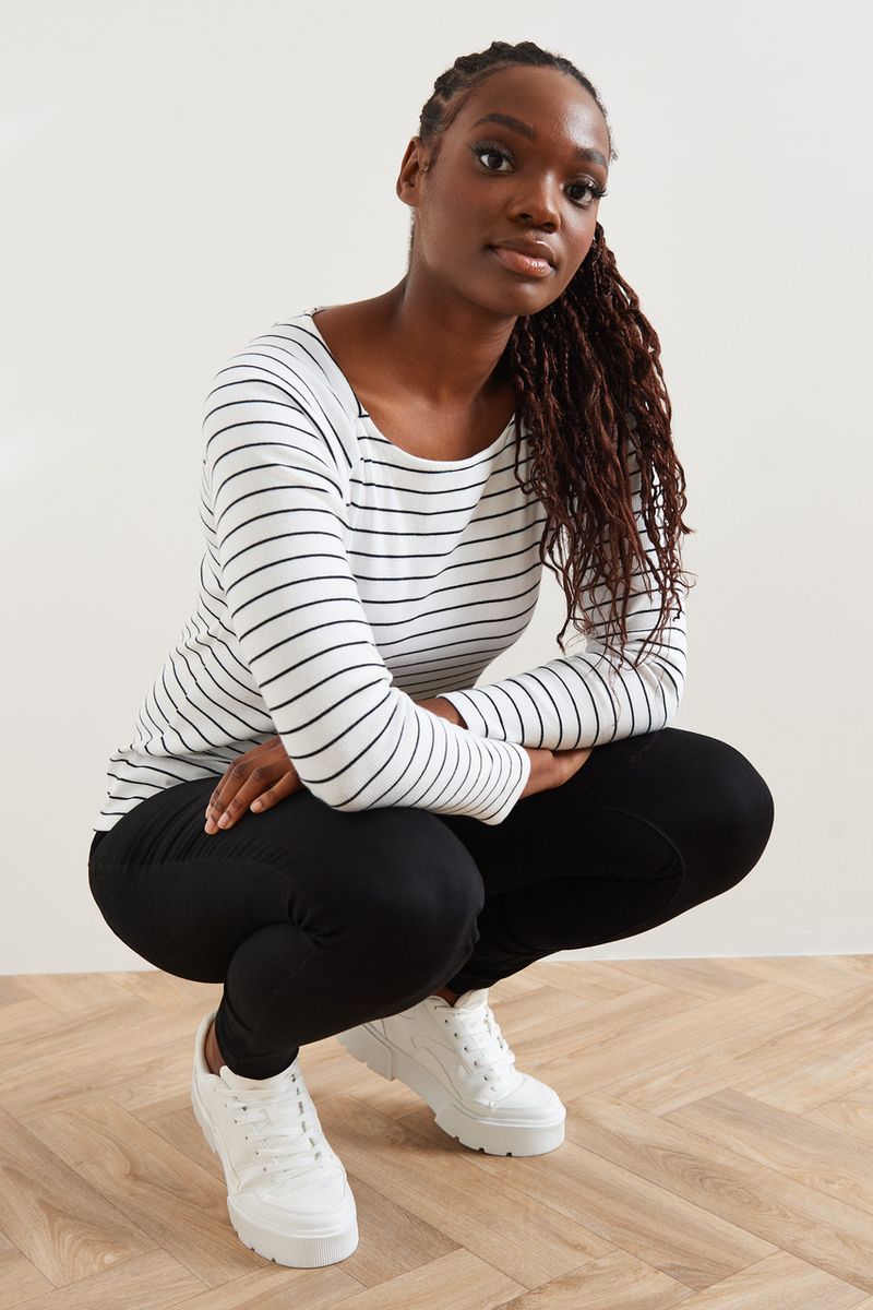 Mono Stripe Raglan top