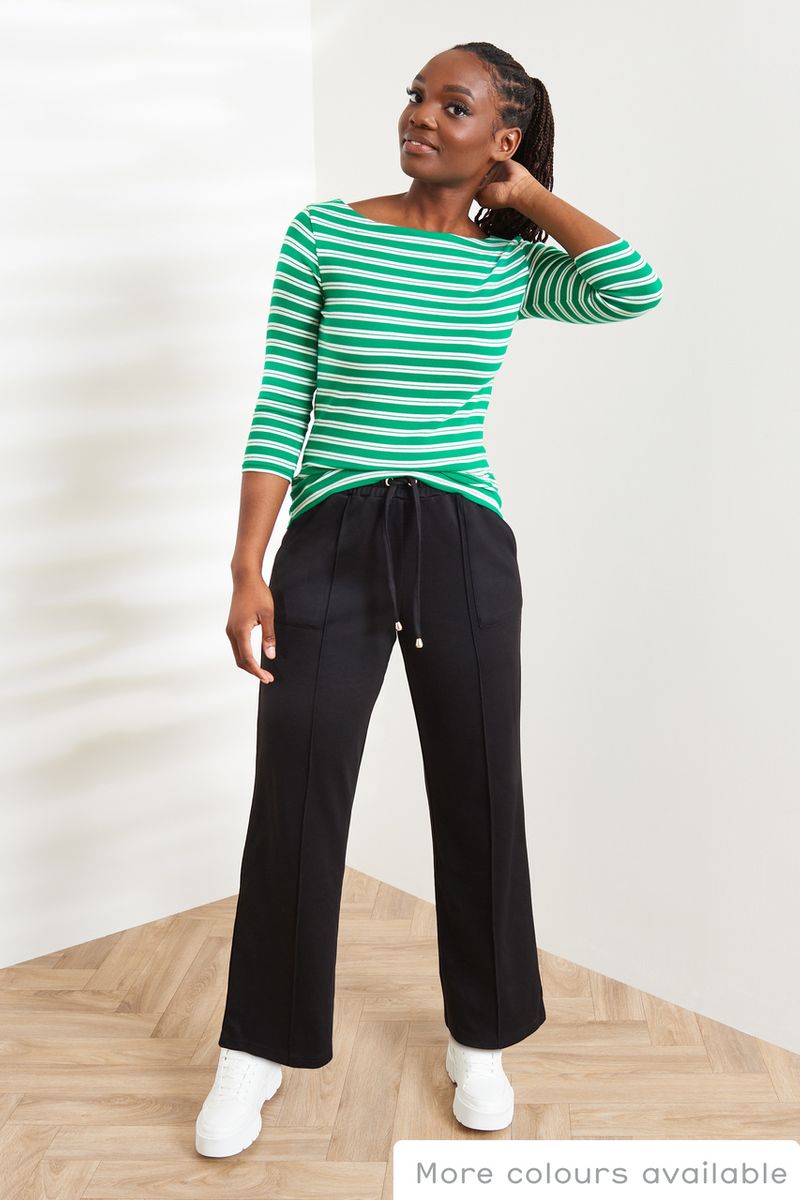 Green Stripe Bardot top