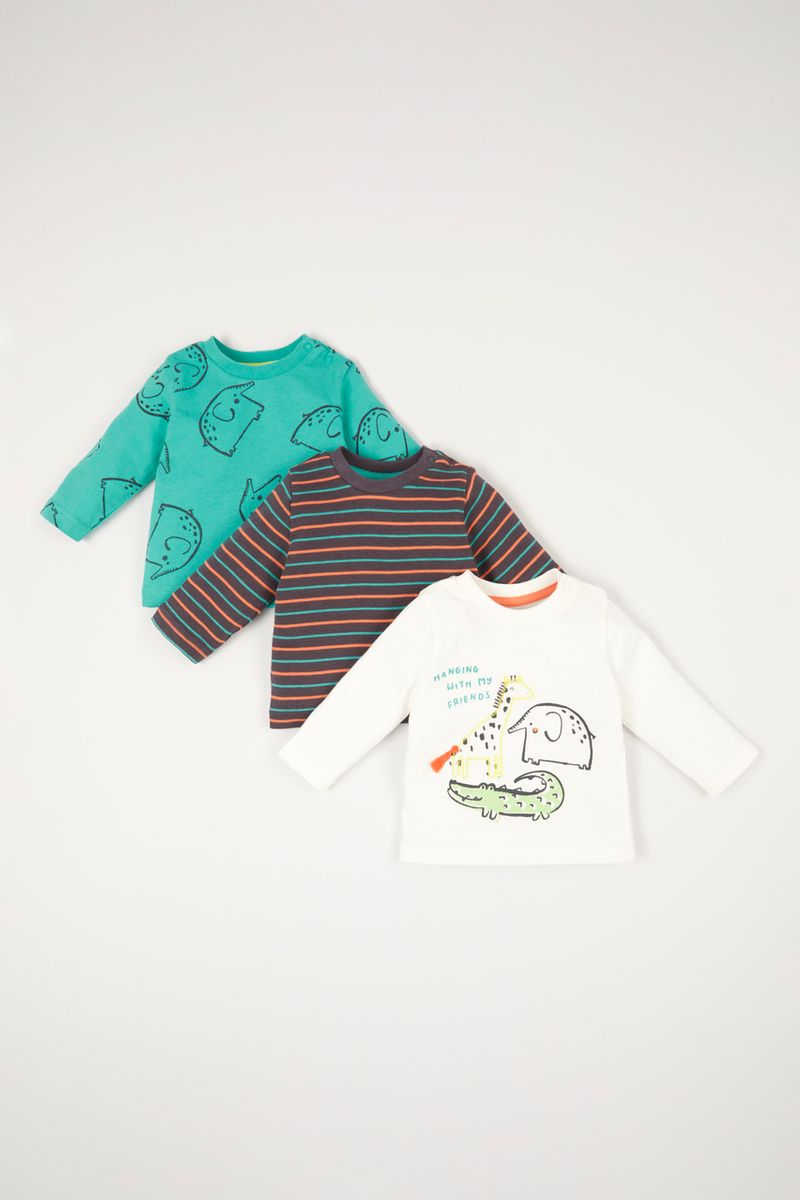 3 Pack Safari Animal Long Sleeve T-shirts