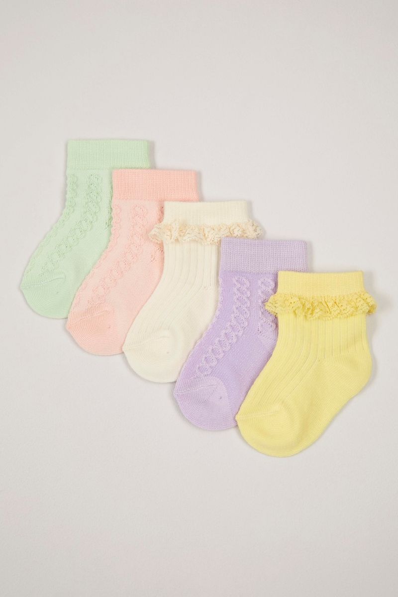 5 Pack Pastel Frilly Socks