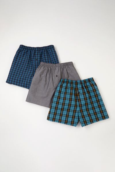 3 Pack Blue Gingham Woven boxers