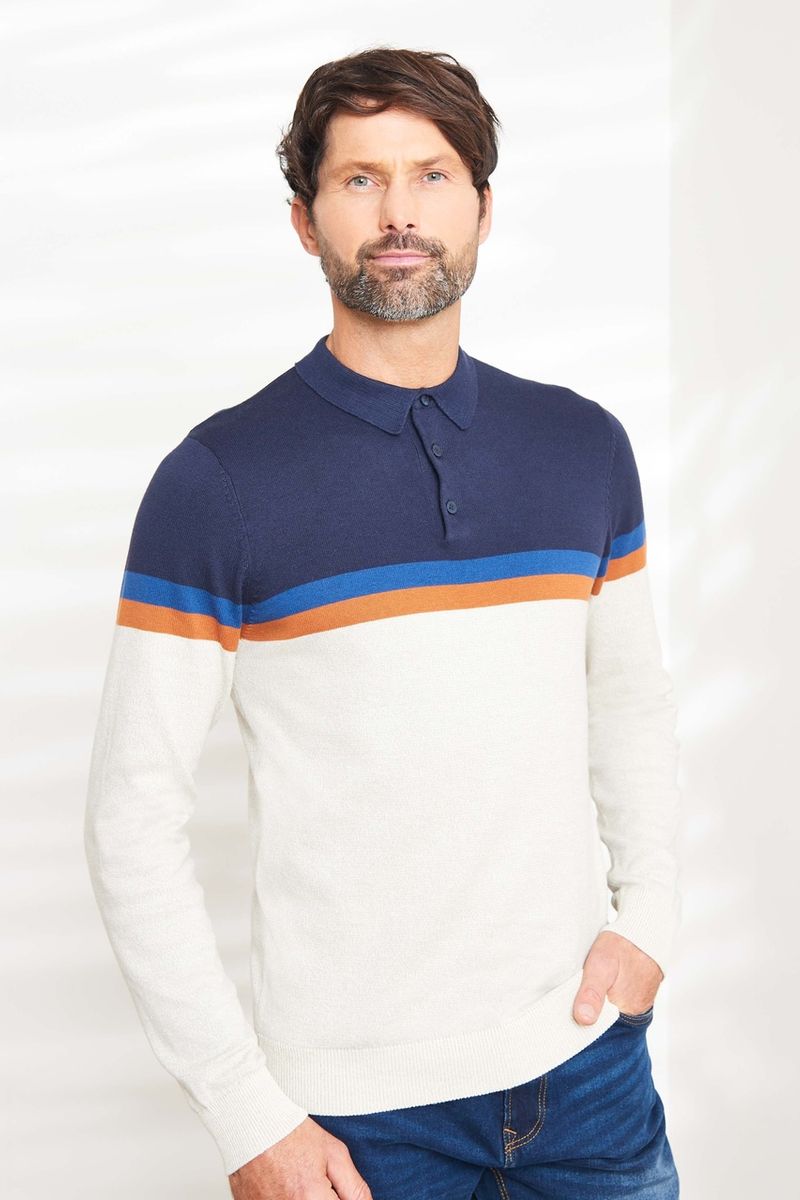 Colour Block Knitted Polo jumper