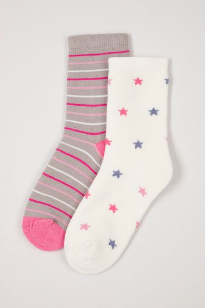 2 Pack Star & Stripe Cosy socks