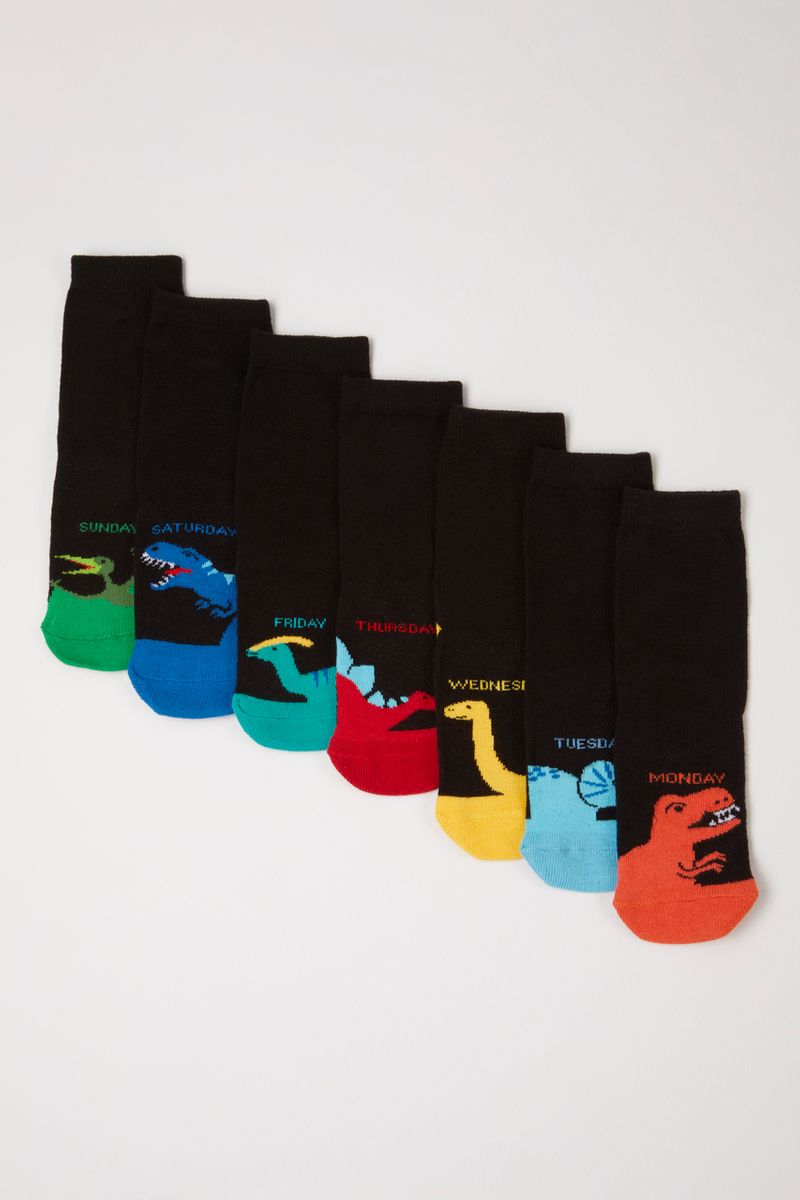 7 Pack Days of the Week Dinosaur socks