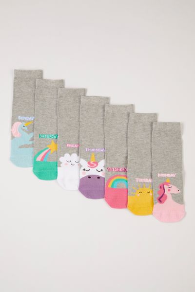 7 Pack Unicorn Days of the Week socks