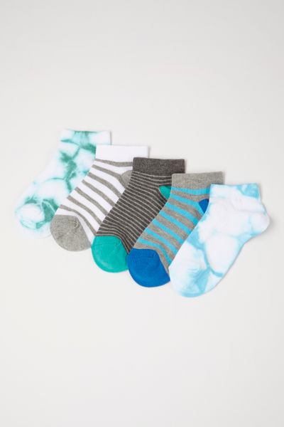 5 Pack Blue Tie Dye Trainer Liner socks