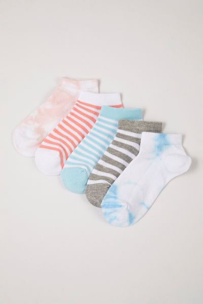5 Pack Pink Tie Dye Trainer Liner socks