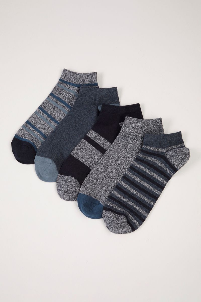 5 Pack Grey Marl Trainer Liner socks