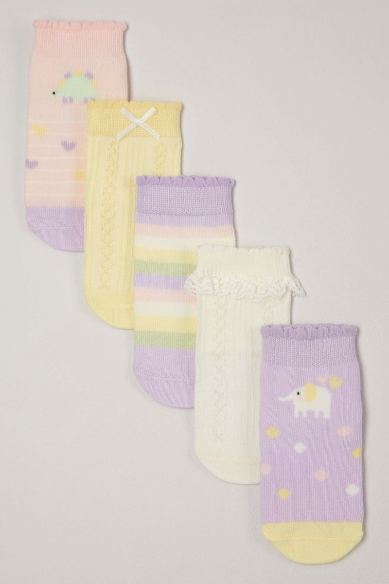 5 Pack Animal Pastel Socks