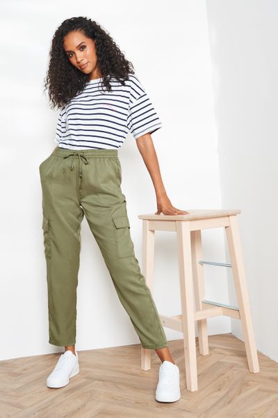 Khaki Cargo Joggers with Tencel fibres