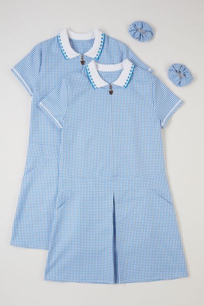 2 Pack Blue Gingham Zip Dresses