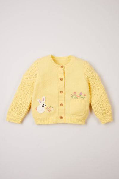 Yellow Embroidered Cardigan