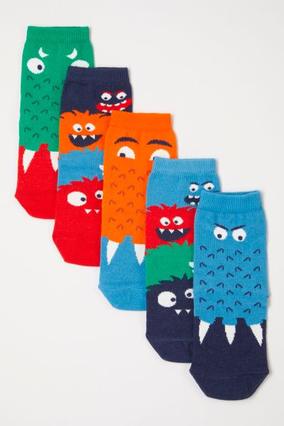 5 Pack Fun Monster Socks