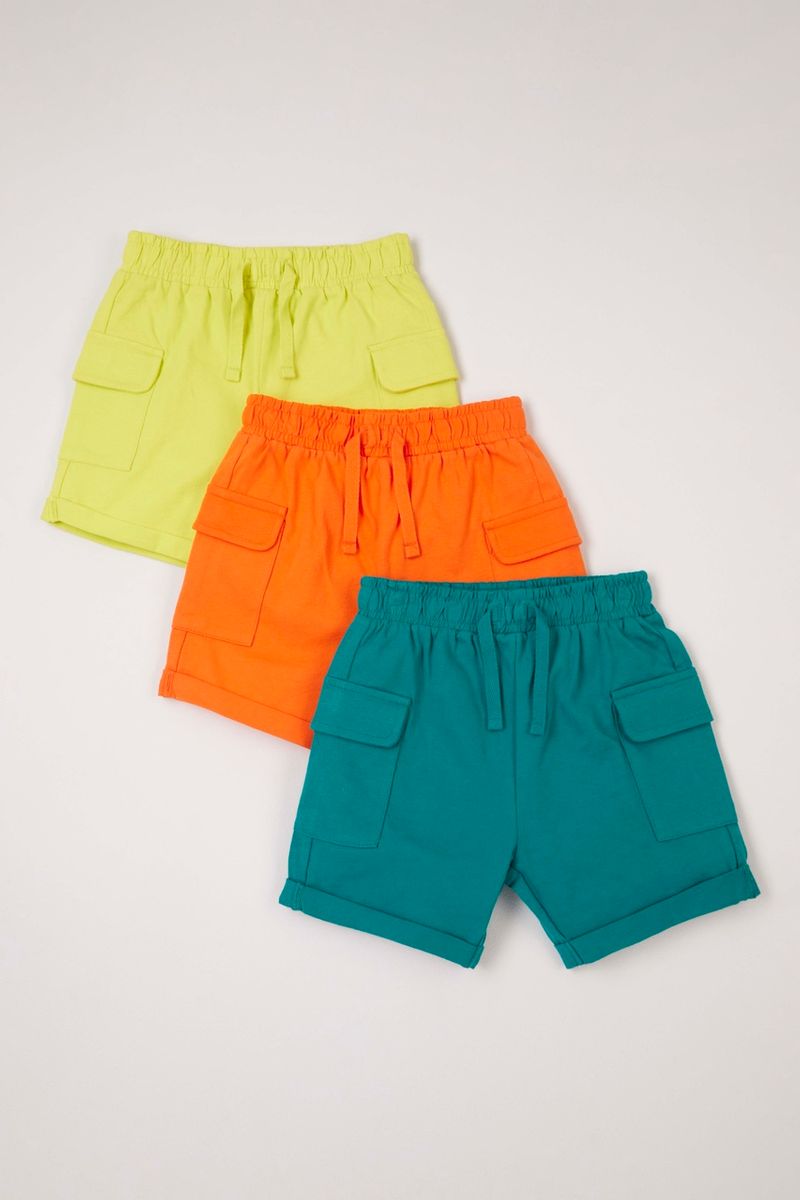 3 Pack Blue Orange & Yellow Shorts