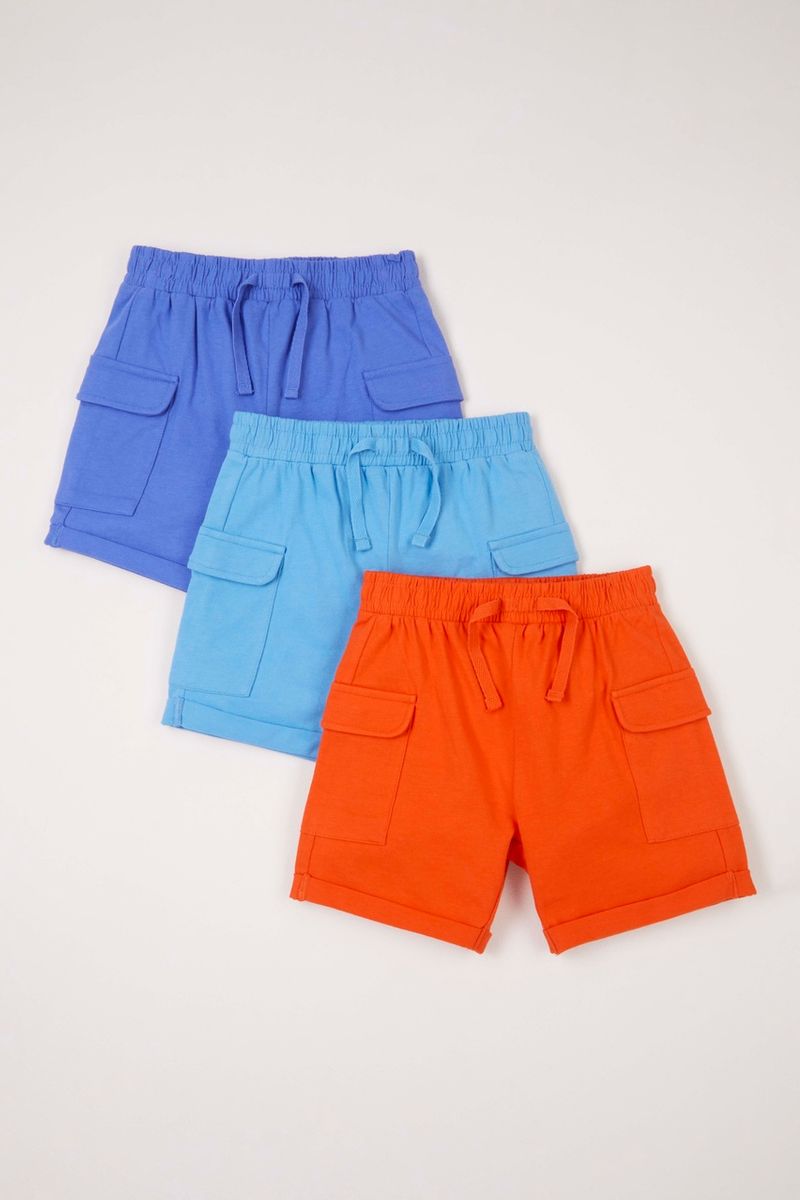 3 Pack Indigo Blue & Red Shorts