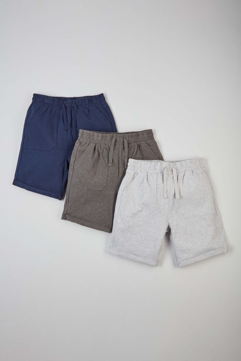 3 Pack Navy Grey & Charcoal Shorts 1-14 yrs