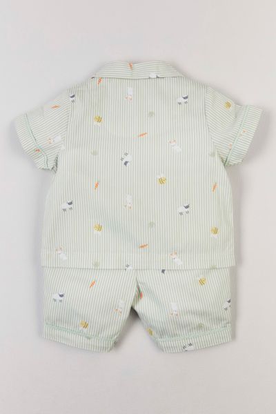 Sage Stripe Animal Pyjamas