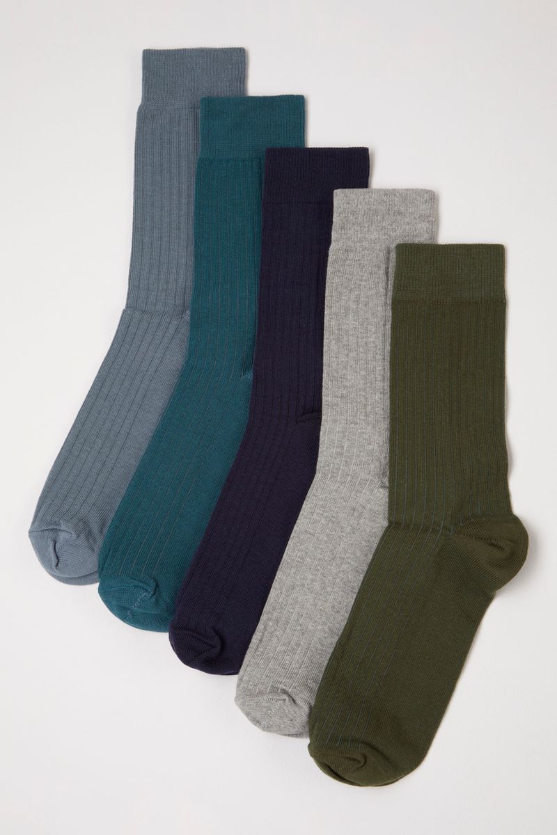 5 Pack Textured Ribbed Socks